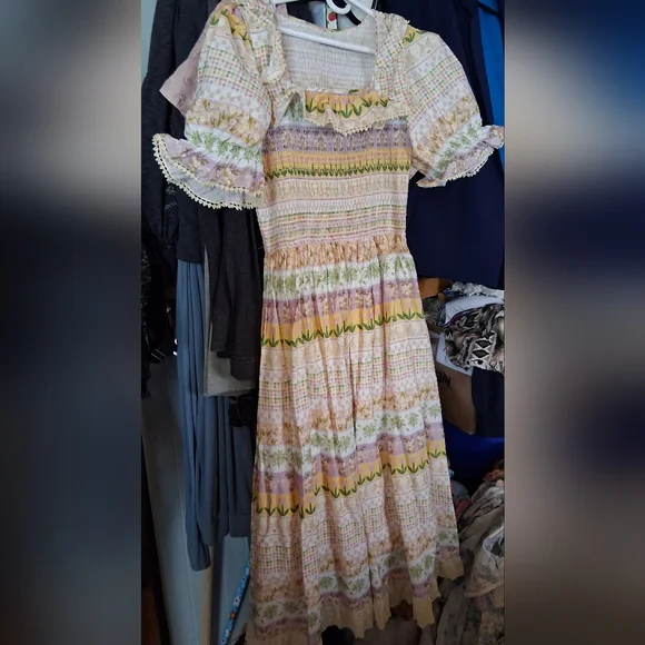 Pastel Striped Floral Smocked Maxi Dress - Picture 1 of 1